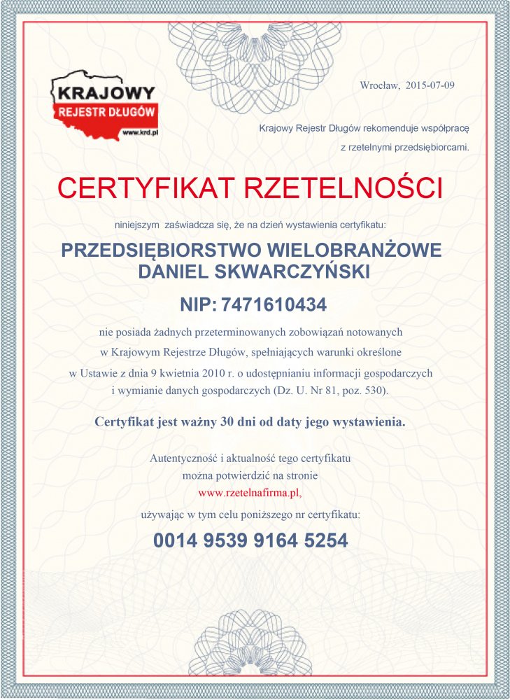 Certyfikat  PL